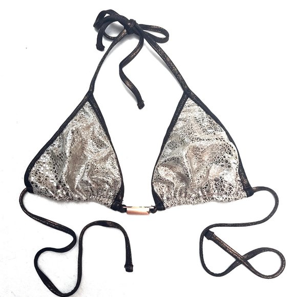 Beach Bunny Metallic Gold side tie 2 pc swimsuit - Picture 2 of 16